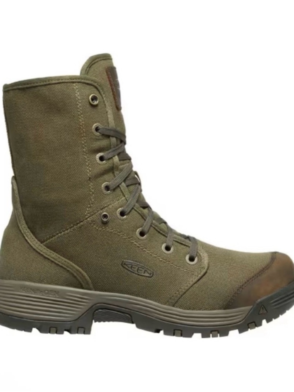 Keen Men's Olive and Brown Fold-Over Work Boots - Picture 2 of 9